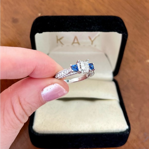 Diamond and Sapphire Engagement Ring! (Brand new, never worn or proposed with!) - Picture 7 of 11